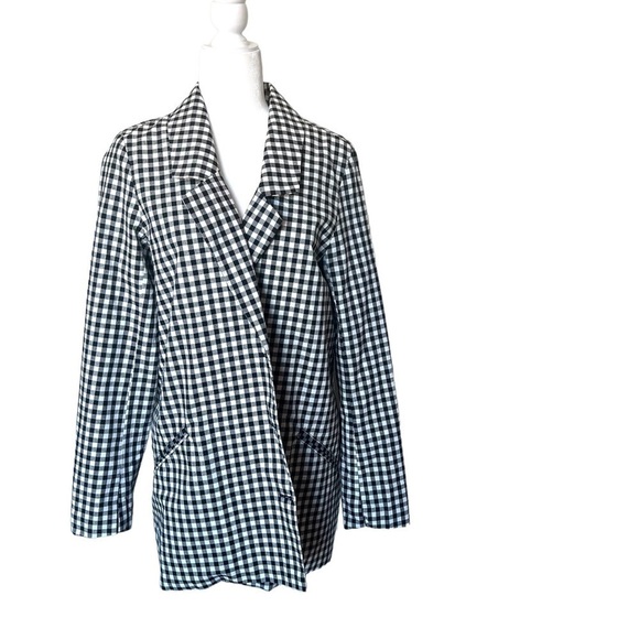 Eggie Gingham Checkered Oversized Jacket in Black and White Size Medium - Picture 2 of 11